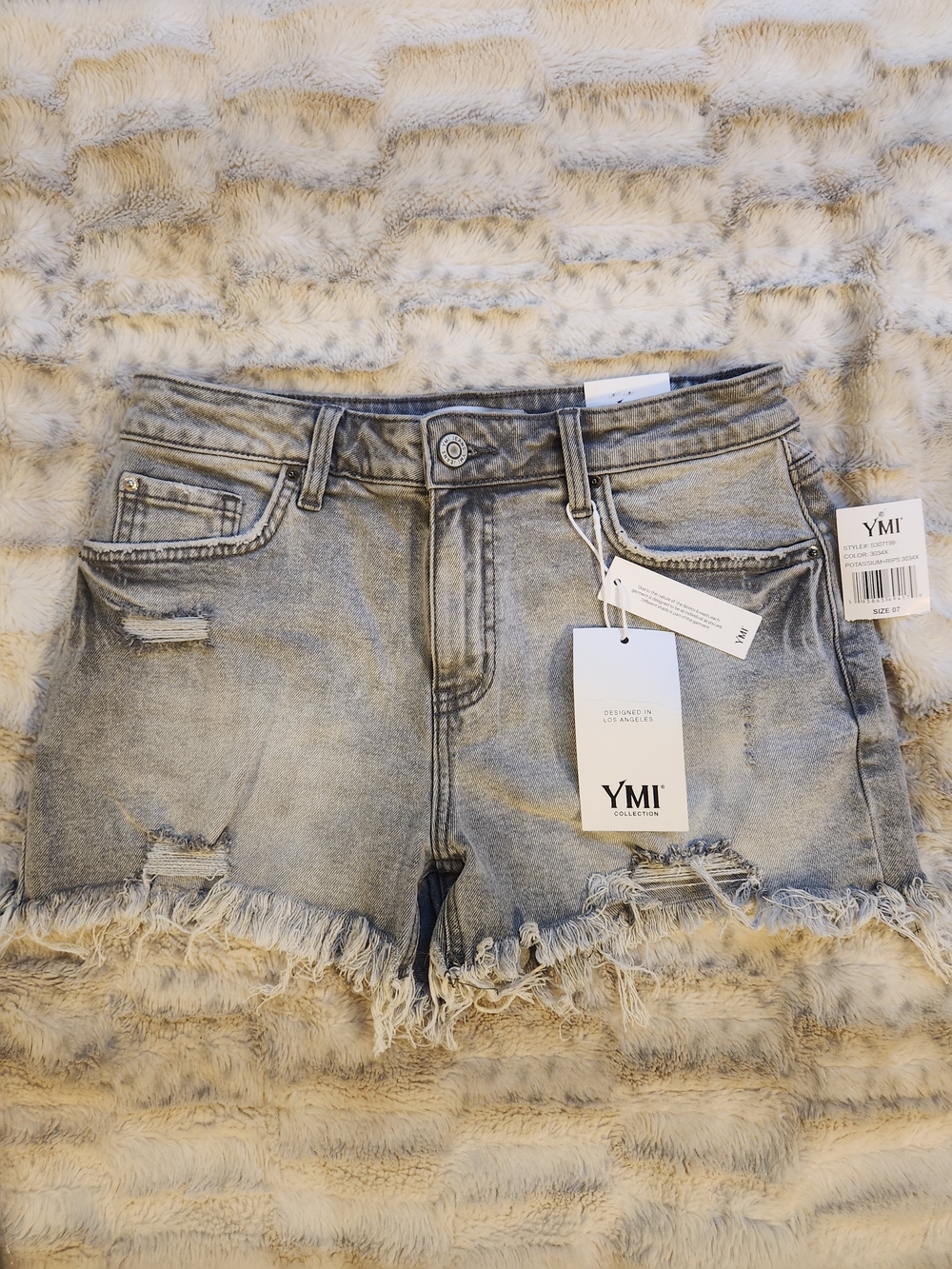 YMI Light Blue Distressed Frayed Denim Shorts
